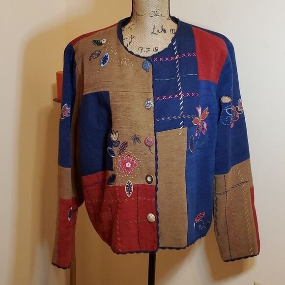 Vintage Koret City Blues Patchwork Denim Jacket - Size Large - Picture 2 of 10